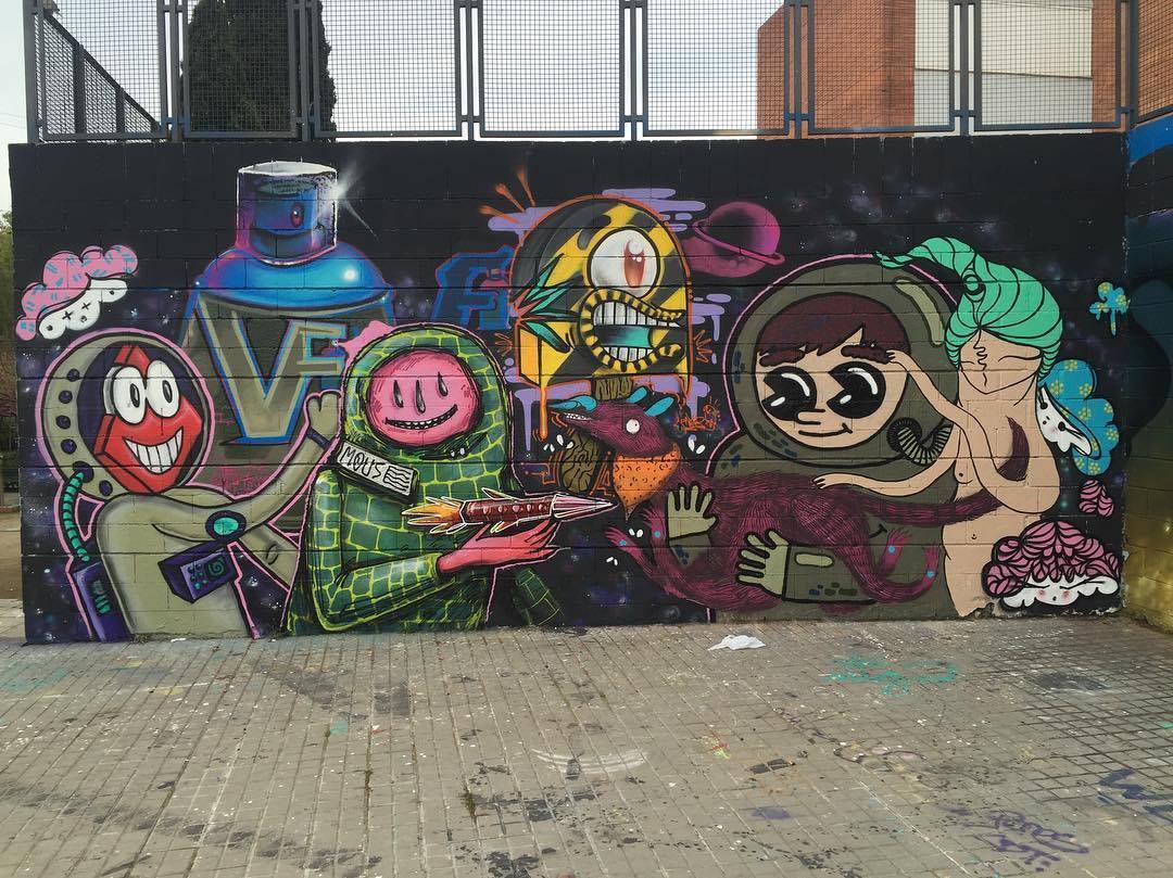 Wallspot - Rombos - Drassanes - 4 Bulgarian street Artists vs Konair, Secle, Mali Mowka y Rombos - Barcelona - Drassanes - Graffity - Legal Walls - Il·lustració, Altres