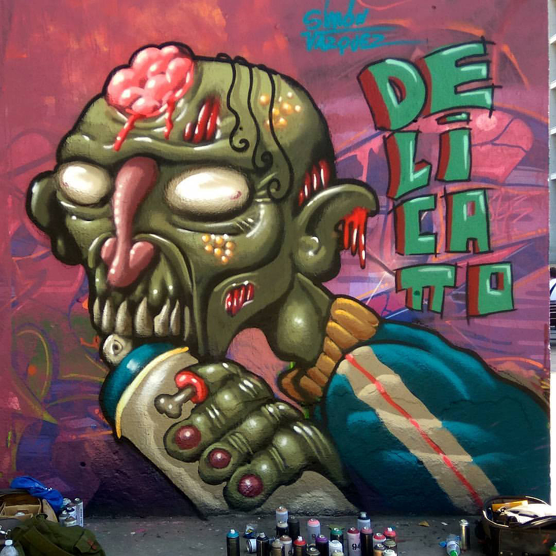 Wallspot - Simon - Zombie delicatto - Barcelona - Tres Xemeneies - Graffity - Legal Walls - Ilustración