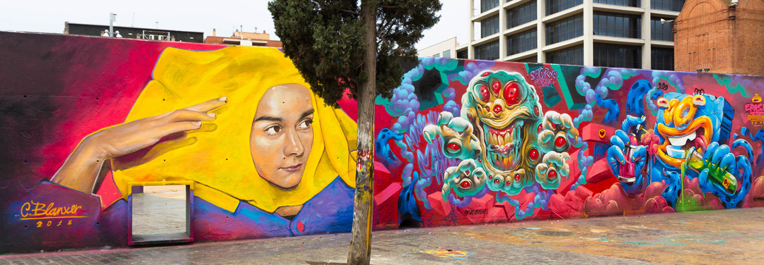 Wallspot - JOAN PIÑOL - CRISTIAN BLANXER - SATURNO - ERASE - Barcelona - Tres Xemeneies - Graffity - Legal Walls - Illustration - Artist - saturnoags