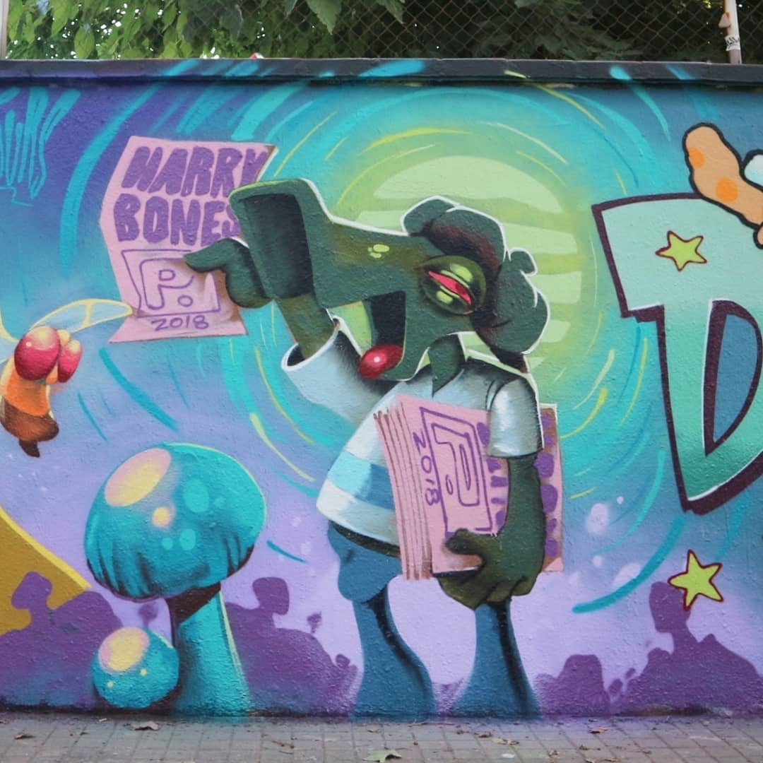 Wallspot - senyorerre3 - Art HARRY BONES - Barcelona - Agricultura - Graffity - Legal Walls - Ilustración