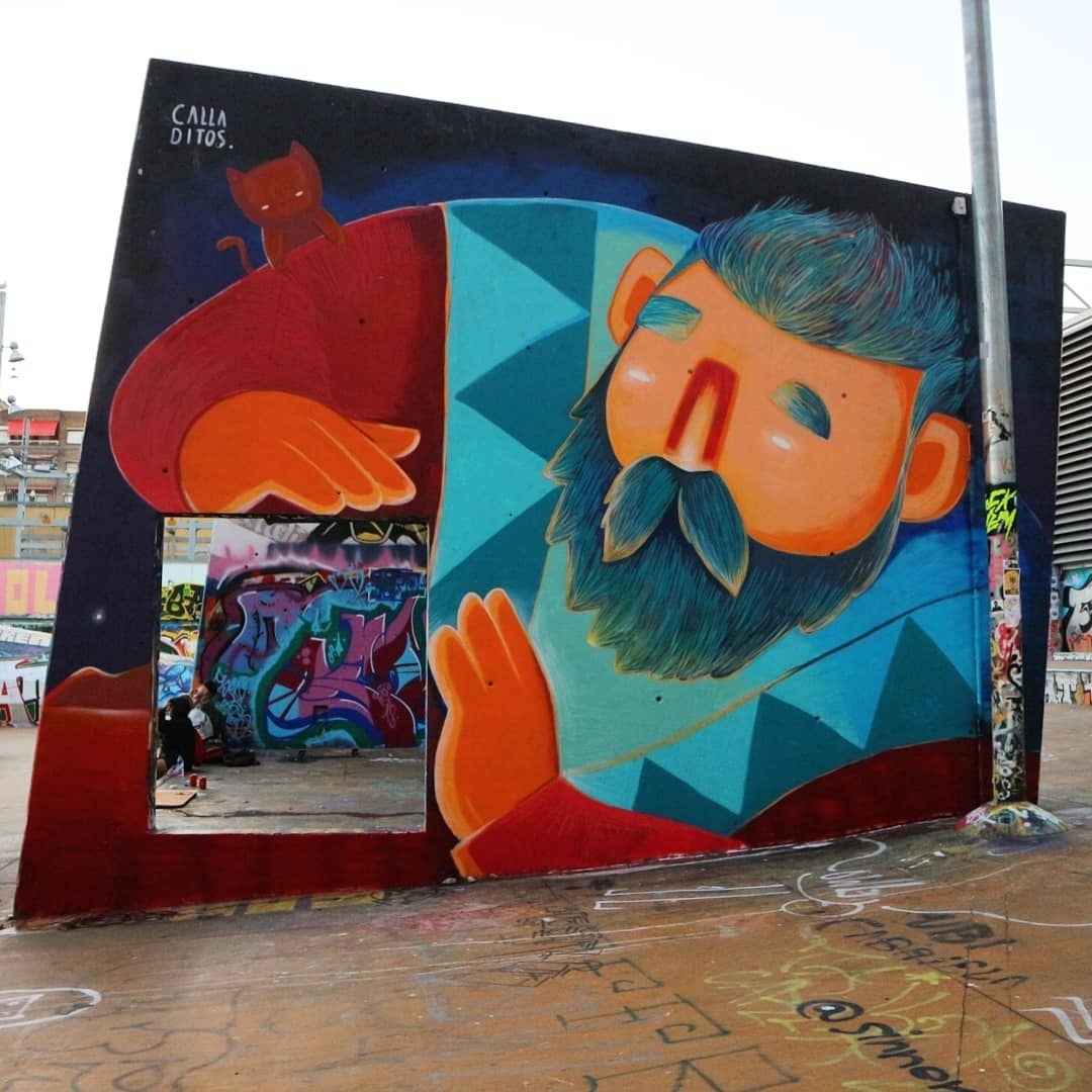 Wallspot - senyorerre3 - Art LOS CALLADITOS - Barcelona - CUBE tres xemeneies - Graffity - Legal Walls - Illustration