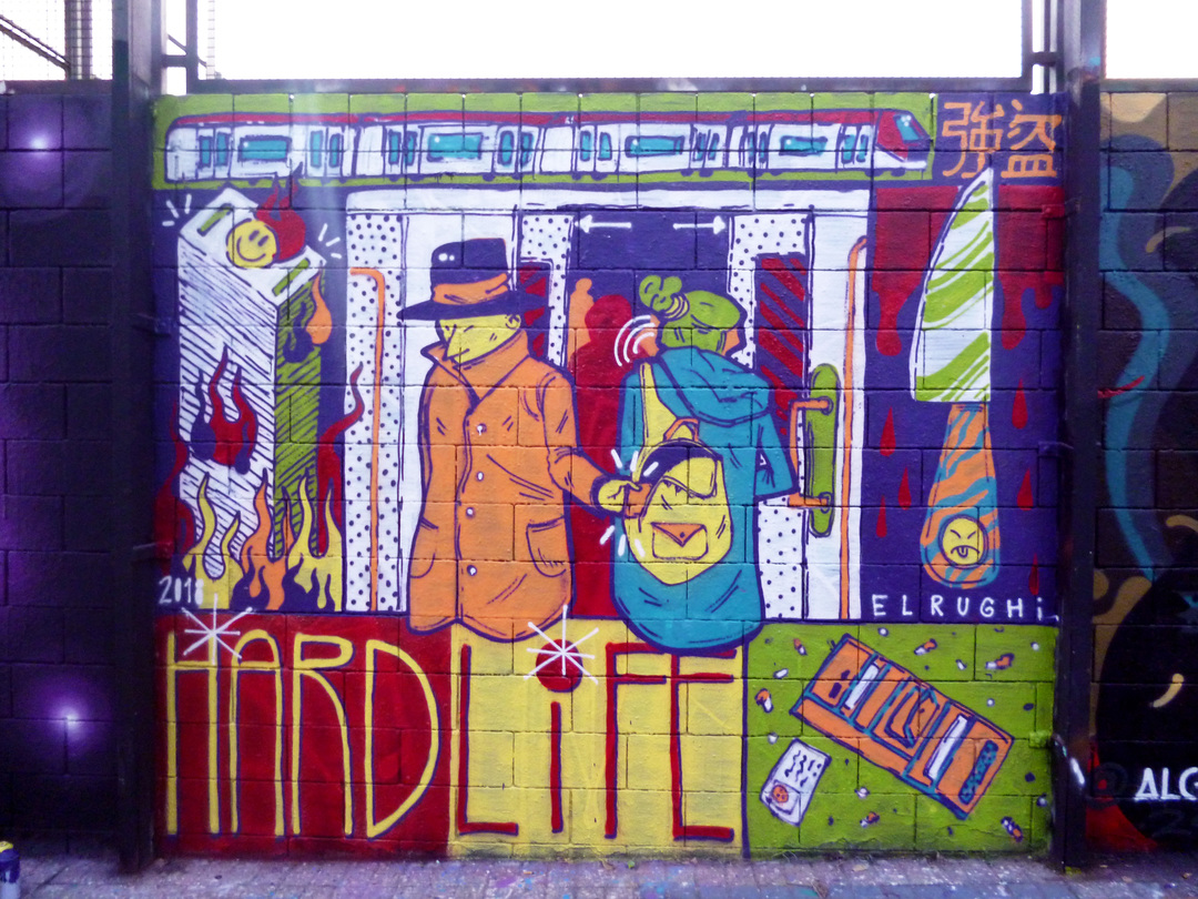 Wallspot - El Rughi - Life is hard - El Rughi - Barcelona - Drassanes - Graffity - Legal Walls - Ilustración