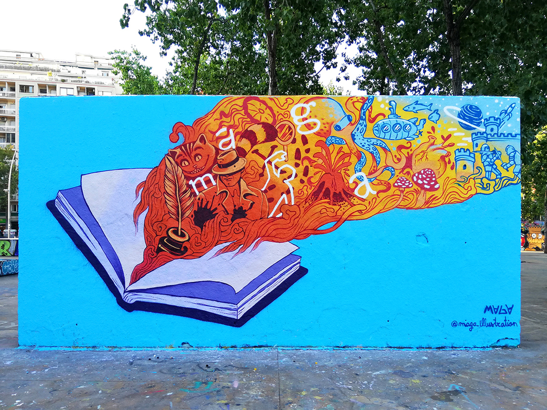 Wallspot - Maga - Literatura - Maga - Barcelona - Tres Xemeneies - Graffity - Legal Walls - Illustration