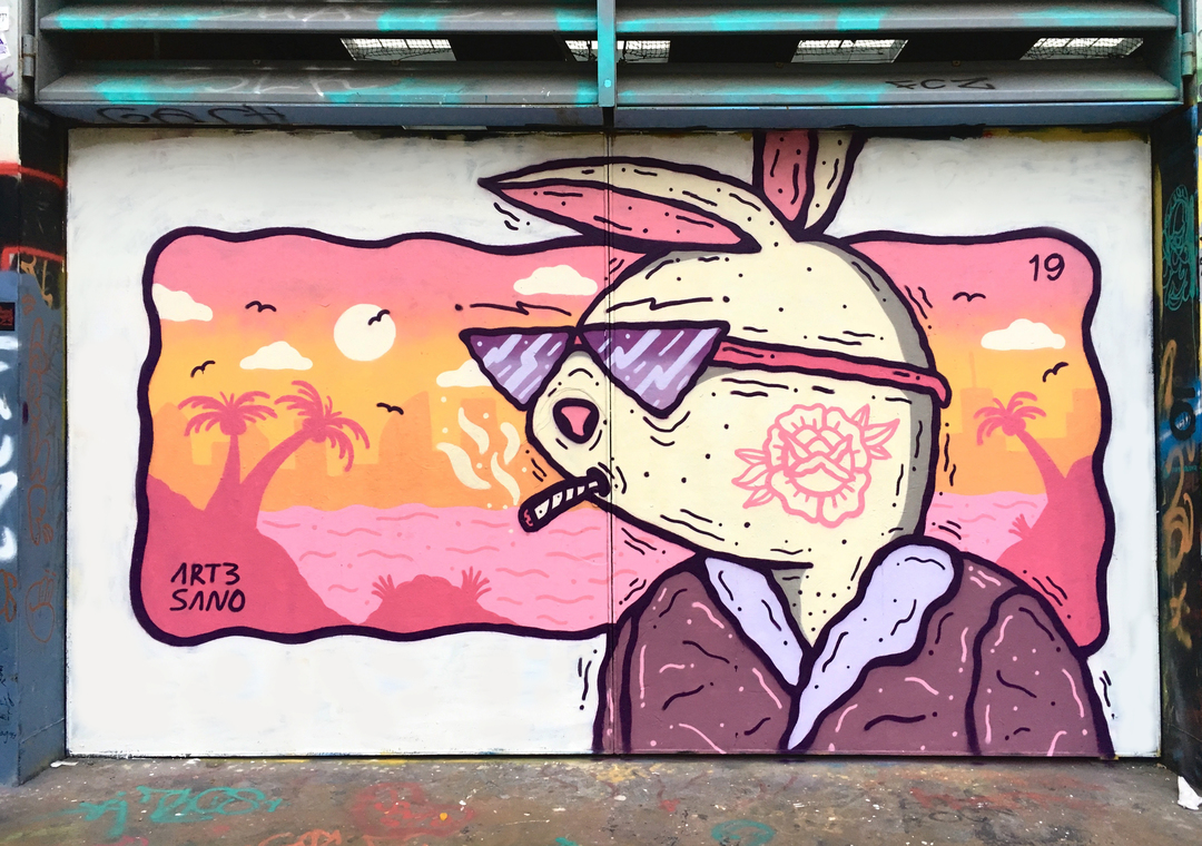 Wallspot - art3sano - El Tio Hugh aka El Conejo Malo - Barcelona - Tres Xemeneies - Graffity - Legal Walls - Illustration