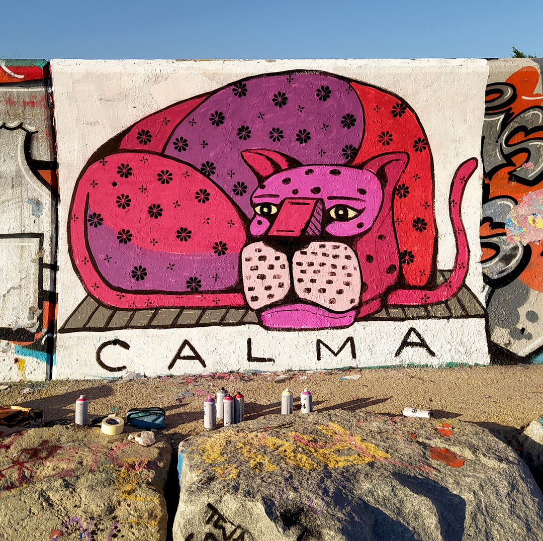 Wallspot - Inventura Studio - Calma - Barcelona - Forum beach - Graffity - Legal Walls - Ilustración, Stencil, Otros