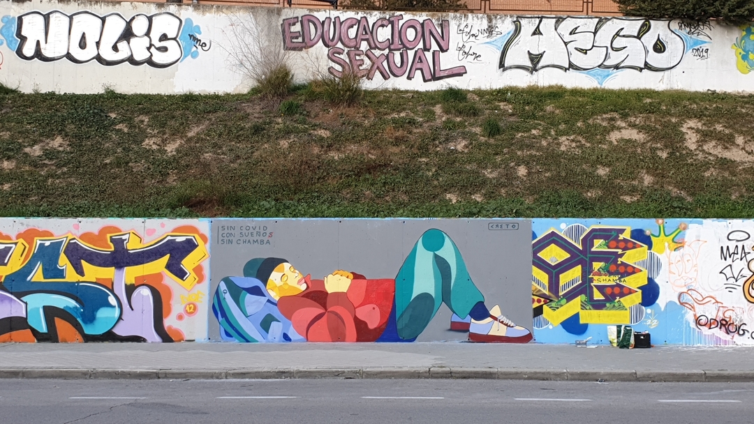 Wallspot - Creto - S I N   C H A M B A - Madrid - Dr. García Tapia - Media Legua - Graffity - Legal Walls - Il·lustració