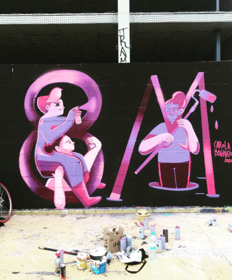 Wallspot - Carola Bagnato - Woman Jam - Barcelona - Tres Xemeneies - Graffity - Legal Walls - Ilustración