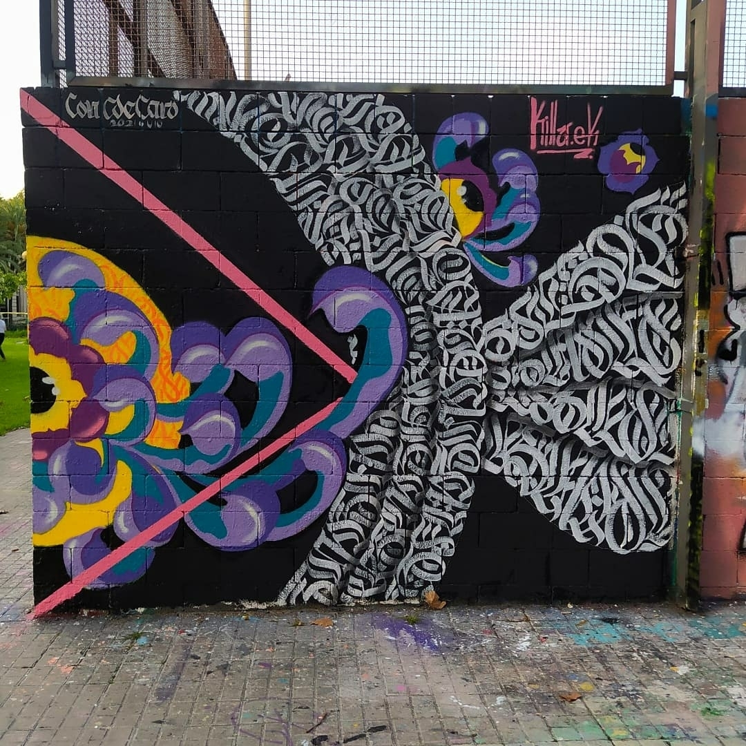 Wallspot - Killa.Ek - Jam con ConCdeCaro - Barcelona - Drassanes - Graffity - Legal Walls - Lletres, Il·lustració