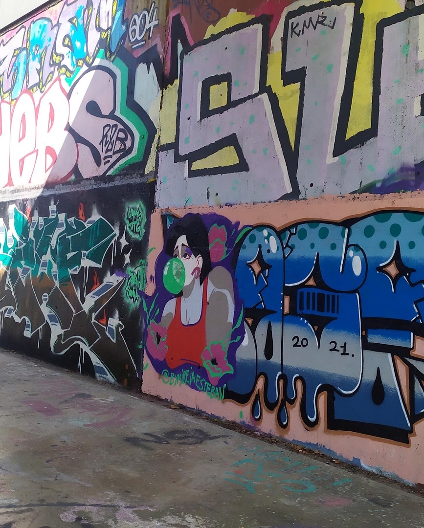 Wallspot - bymireiaesteban - Bubble It  - Barcelona - Skate Park les corts - Graffity - Legal Walls - Illustration