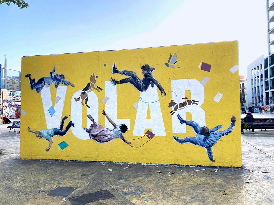 Wallspot - nuriatoll - VOLAR / colab con @ricebarcelona - Barcelona - Tres Xemeneies - Graffity - Legal Walls - Letters, Illustration, Stencil