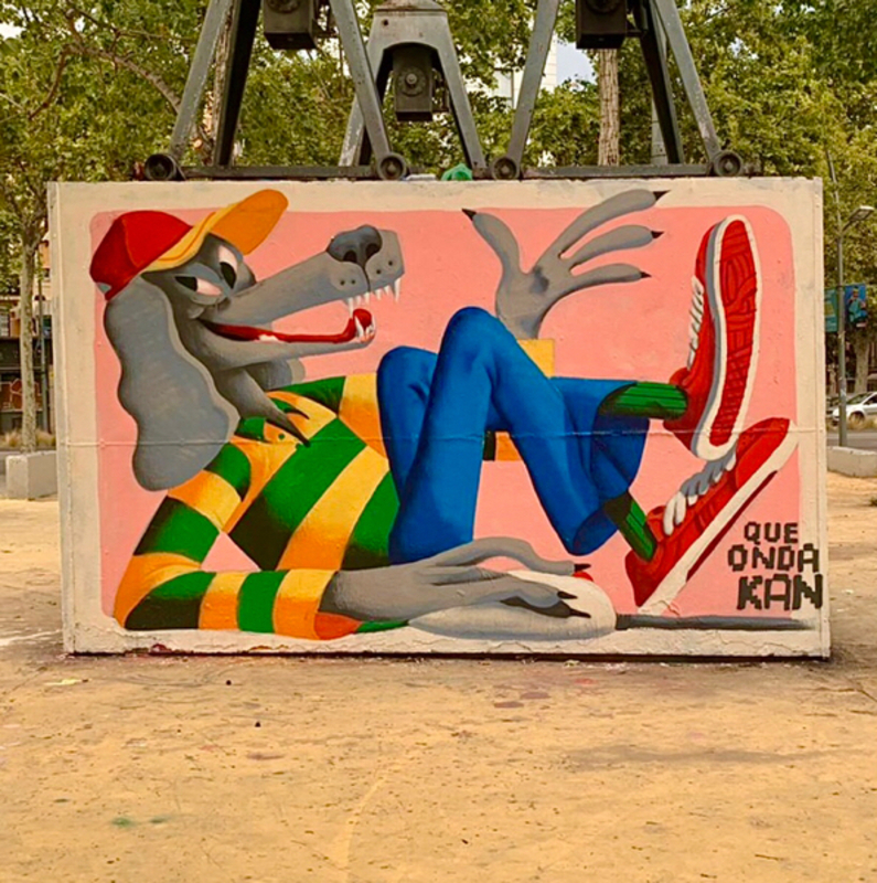 Wallspot - Que onda kan - 90s kan - Barcelona - Tres Xemeneies - Graffity - Legal Walls - Ilustración